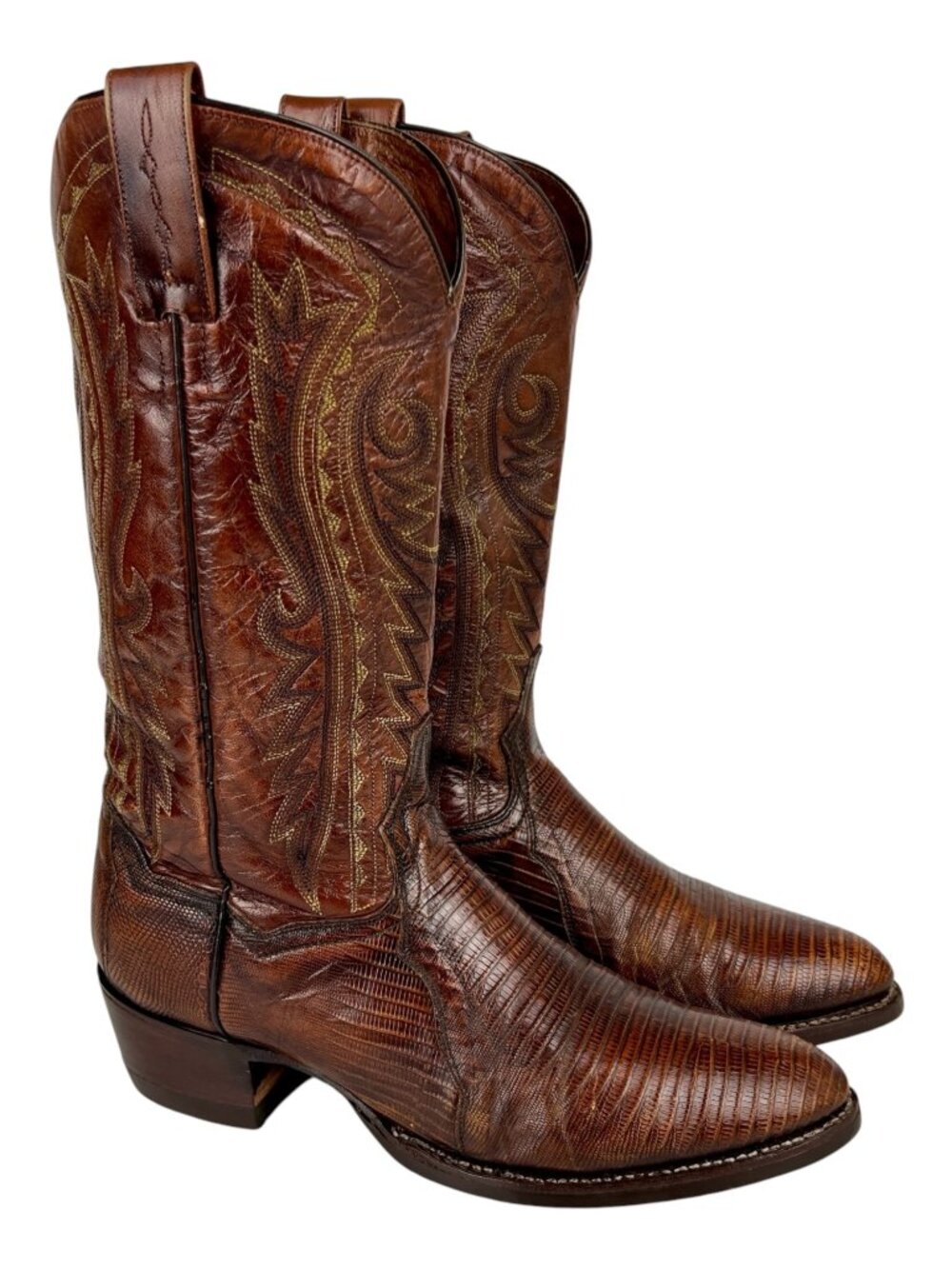 Dan Post Mens Exotic Lizard Leather Brown Western Boots Cowboy DP2357 size 8.5D